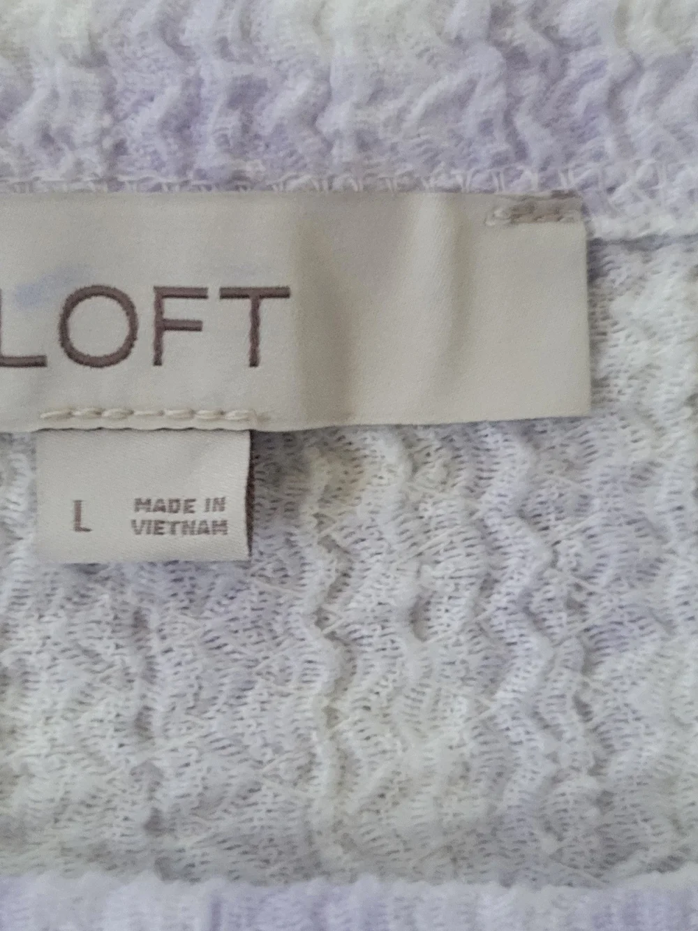 LOFT Lilac Gingham Tie Front Puff Sleeve Blouse Size L Cottagecore Coquette
